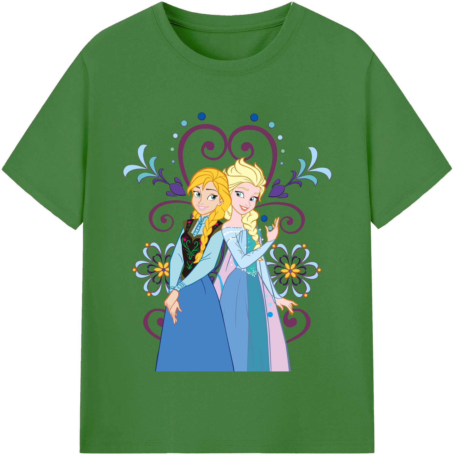 （画像用） アナと雪の女王 アンナ エルサ Frozen Anna Elsa レディースカジュアルプリントTシャツ（綿100％）